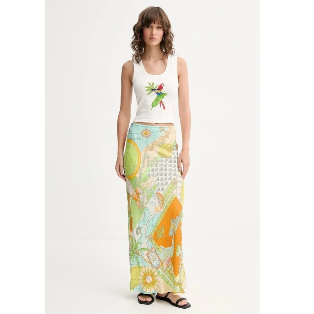 FARM Rio Embroidered Off-White Macaw Printed Tank Top Size Small NWT - Picture 9 of 16